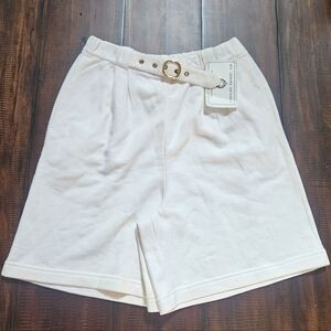 NWT ST. JOHN Cream High-Rise Belted Women's Shorts